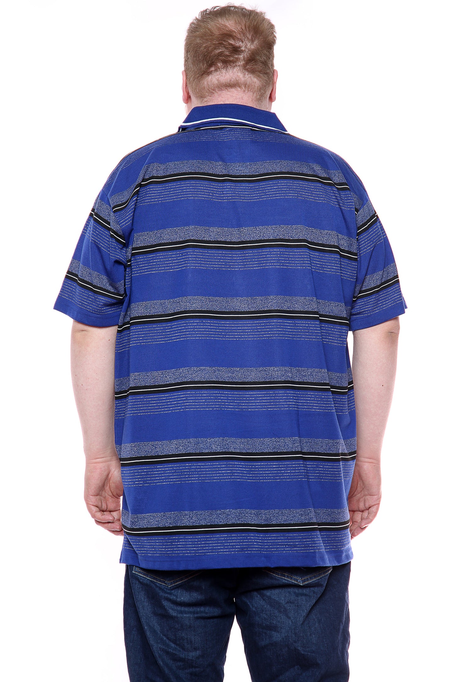 Mens Big Size Striped Polo Shirt On Sale Black/Blue - Brooklyn Direct UK
