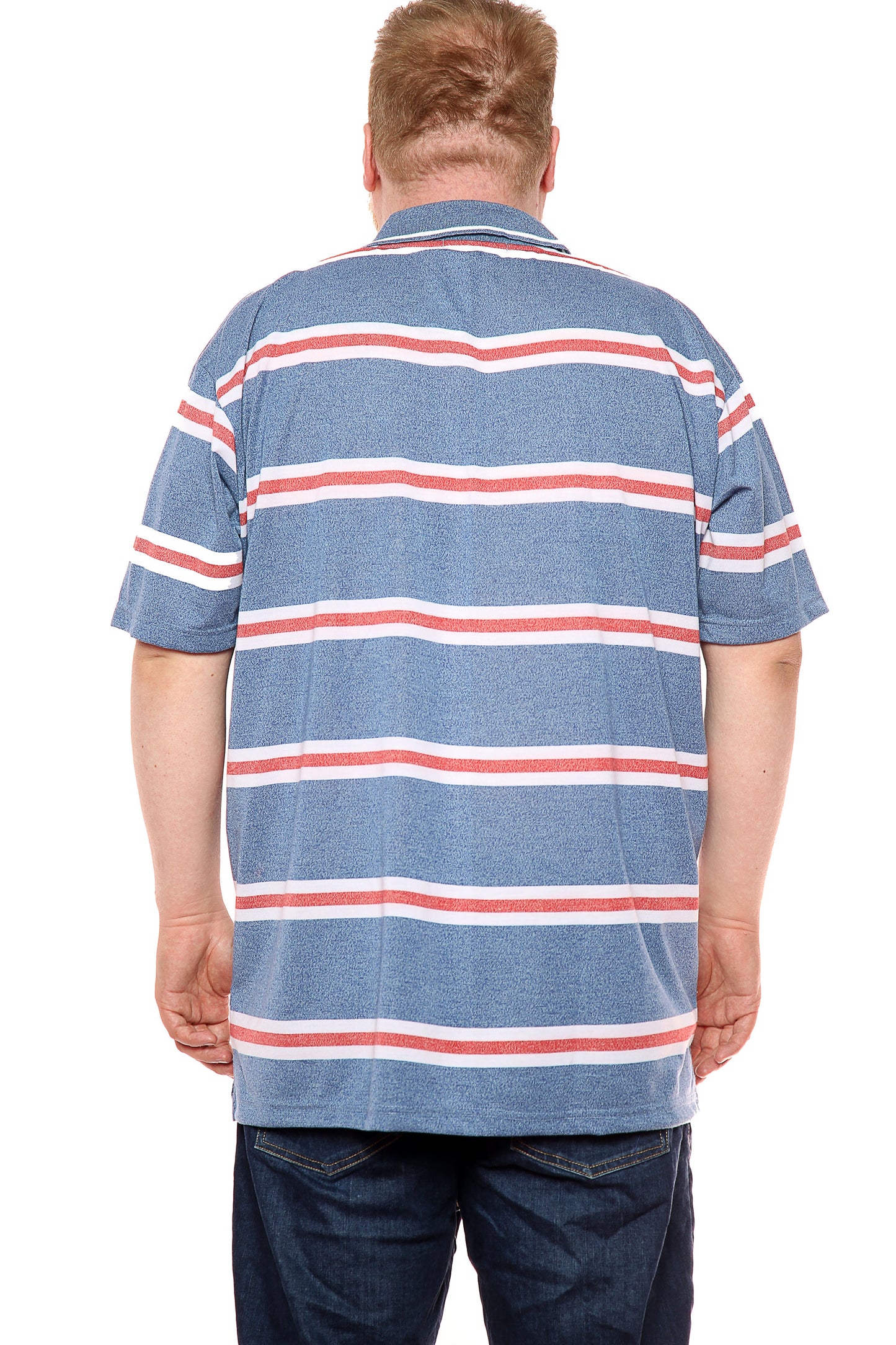 Mens Big Size Striped Polo Shirt On Sale Blue/Red - Brooklyn Direct UK