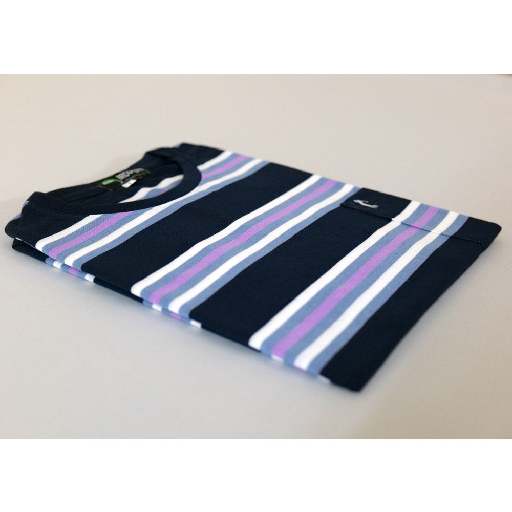 Big Size Striped Classic T-Shirt - BK486 Blue - Brooklyndirect