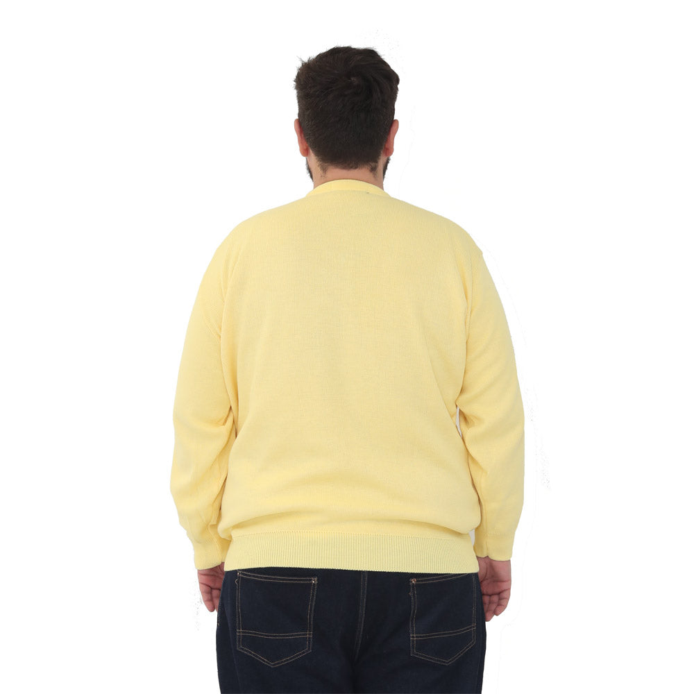 Big size mens v-neck jumper long sleeve plus size pullover 3xl 4xl 5xl 6xl - Lemon Yellow