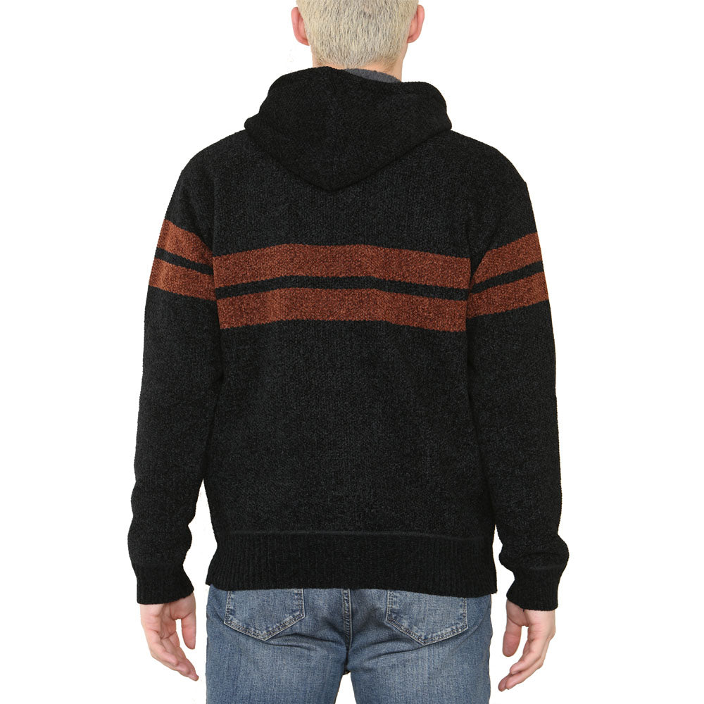 'Brannigan' Full ZIP Fleece Lined Cardigan - Coffee Stripe - Brooklyndirect