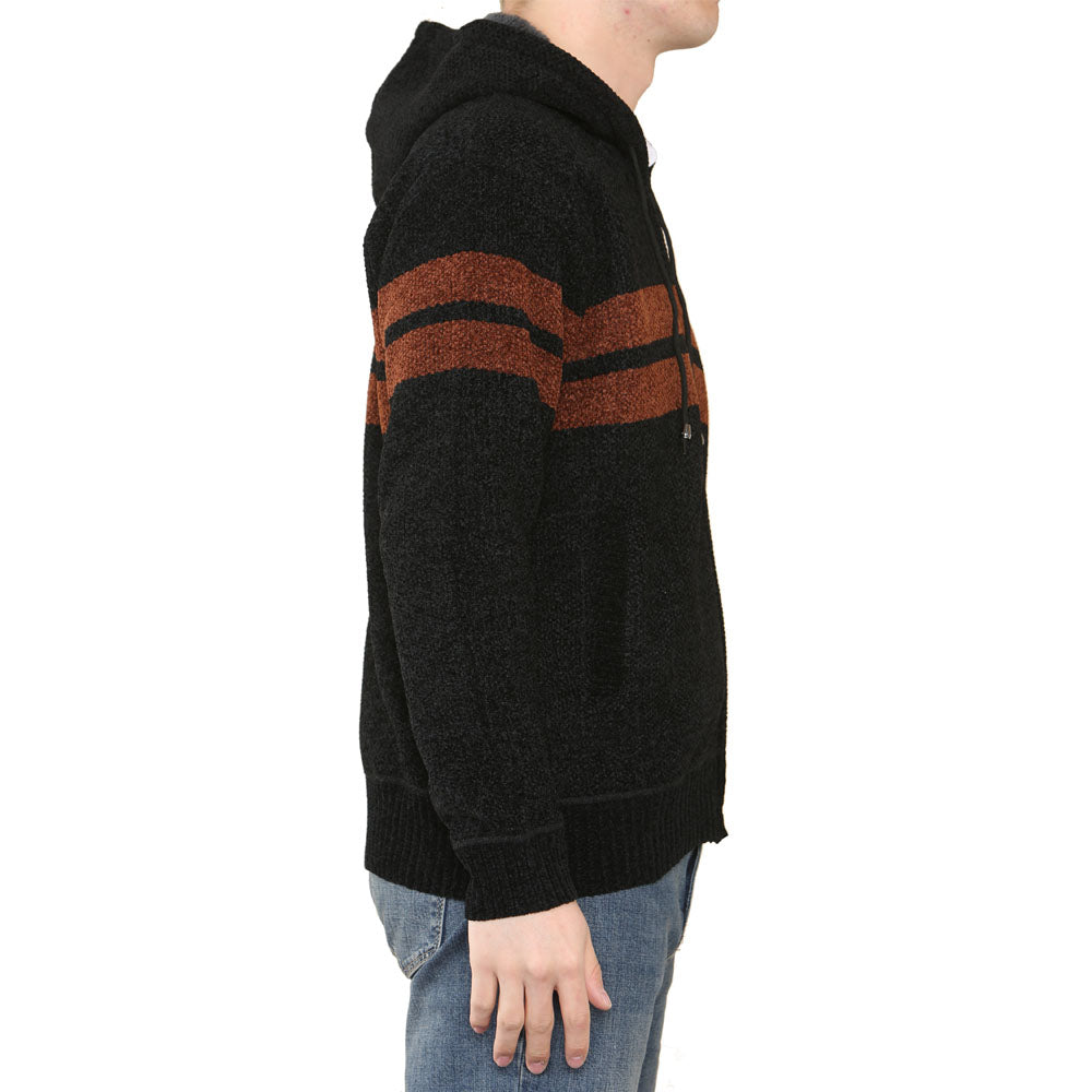 'Brannigan' Full ZIP Fleece Lined Cardigan - Coffee Stripe - Brooklyndirect