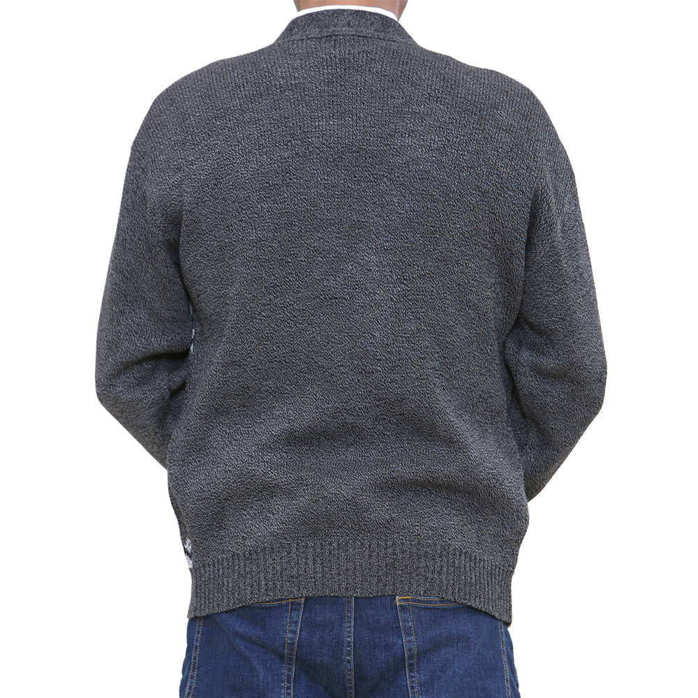 Louie James Diamond Button Cardigan - Double Black - Brooklyndirect