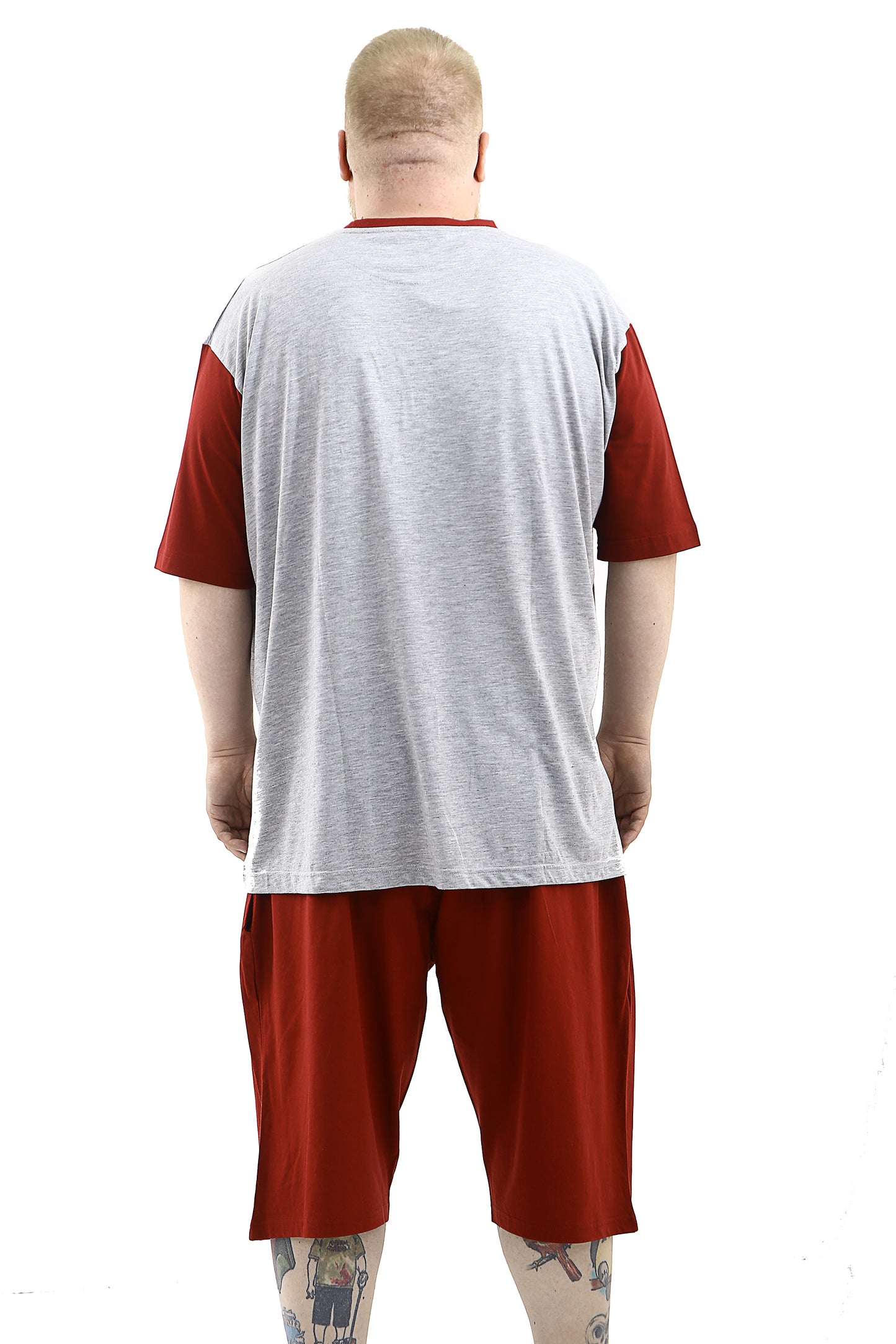 Big Size Pyjamas - Grey/Burgundy - Brooklyndirect