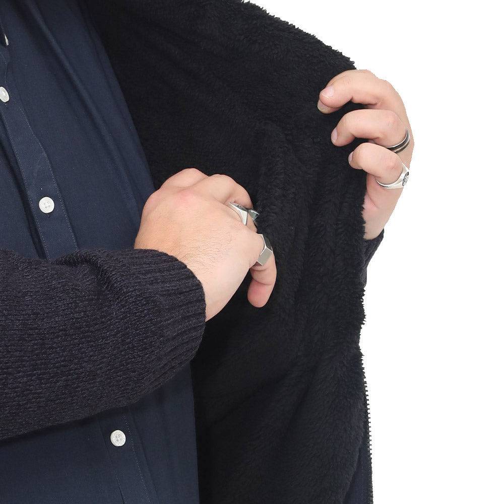 Big Size Nordic Fleece Cardigan - Style 15 - Navy - Brooklyndirect