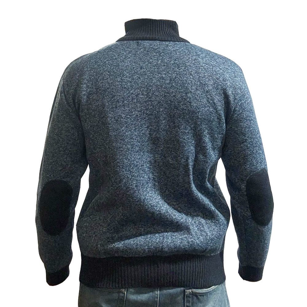 'Perth' Full ZIP Checkered Fleece Lined Plain Cardigan - Navy - Brooklyndirect