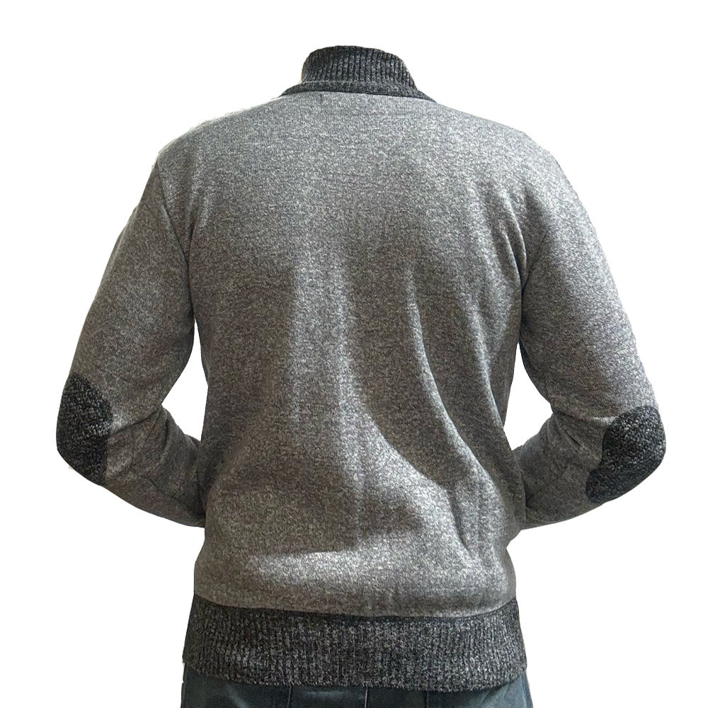 'Perth' Full ZIP Checkered Fleece Lined Plain Cardigan - Silver - Brooklyndirect
