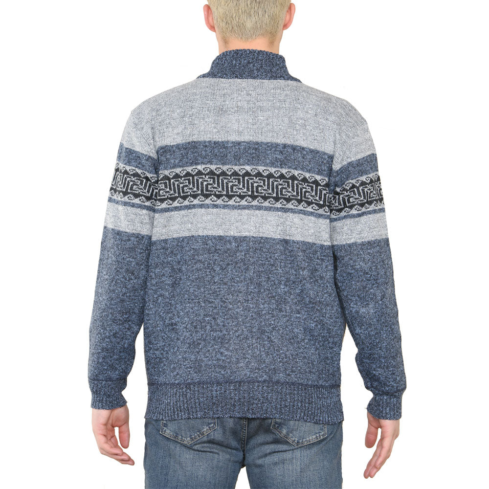 'Stornoway' Full ZIP Fleece Lined Cardigan - Denim - Brooklyndirect