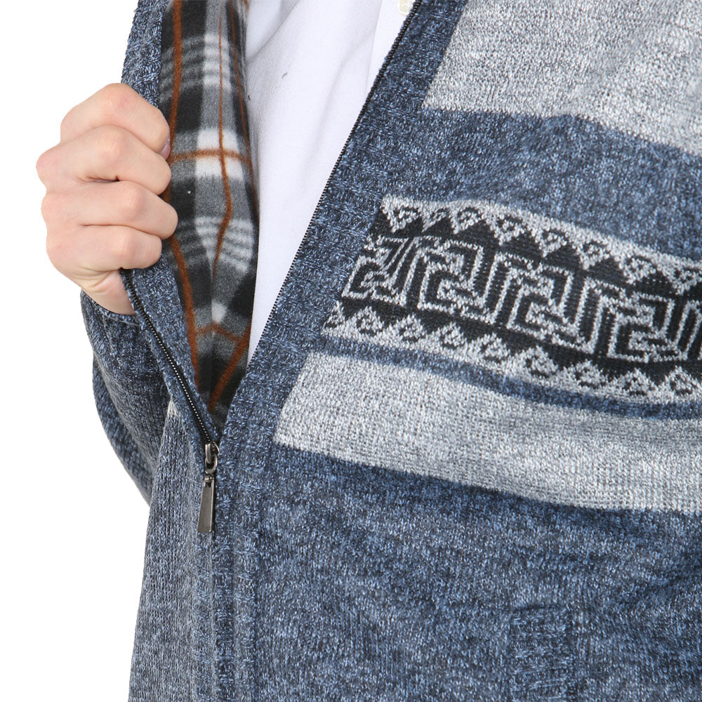 'Stornoway' Full ZIP Fleece Lined Cardigan - Denim - Brooklyndirect