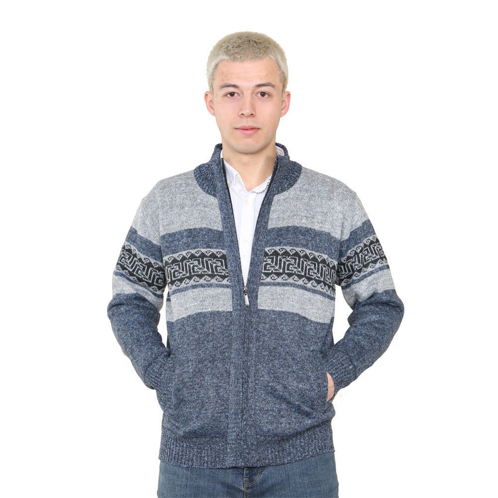 'Stornoway' Full ZIP Fleece Lined Cardigan - Denim - Brooklyndirect