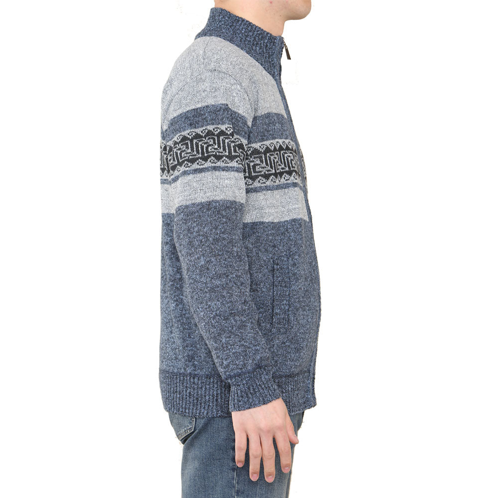 'Stornoway' Full ZIP Fleece Lined Cardigan - Denim - Brooklyndirect
