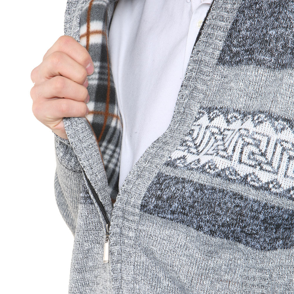 'Stornoway' Full ZIP Fleece Lined Cardigan - Silver - Brooklyndirect