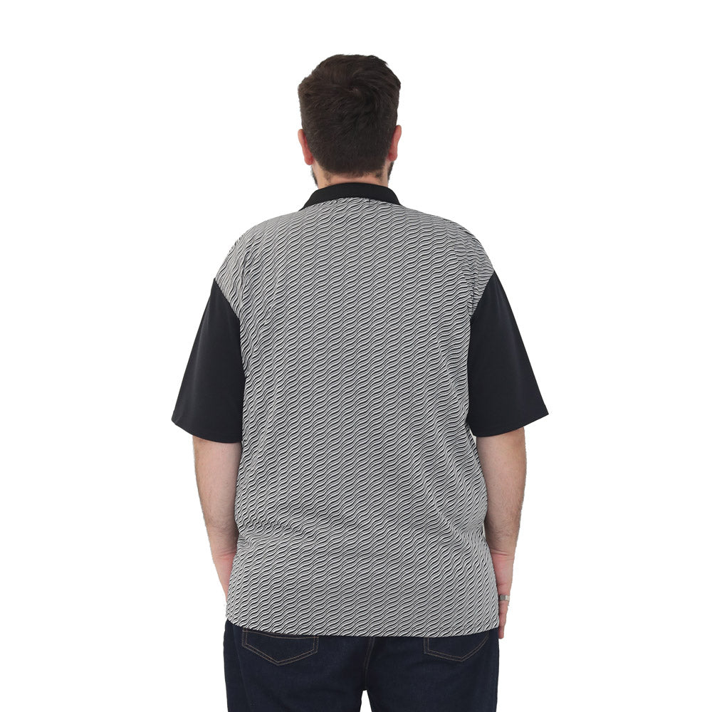 big size polo shirt with wave print button collar short sleeve 2XL 3XL 4XL 5XL 6XL