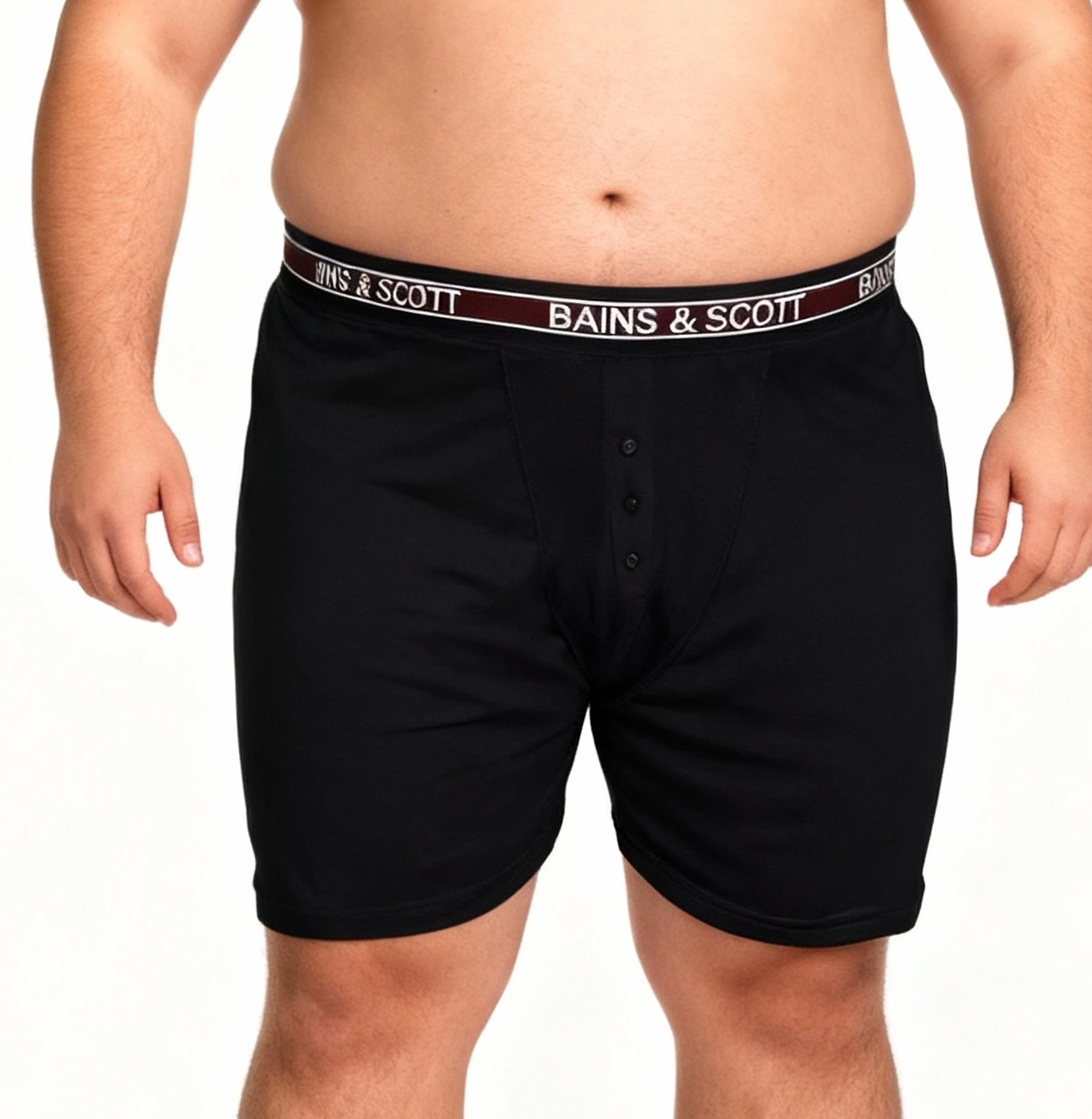 Big size boxer shorts with button fly Black/Navy (Pack of 3)