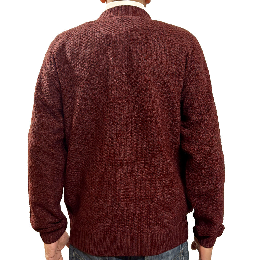 Classic button cardigan 'Rambler' - Burgundy Marl - Brooklyndirect