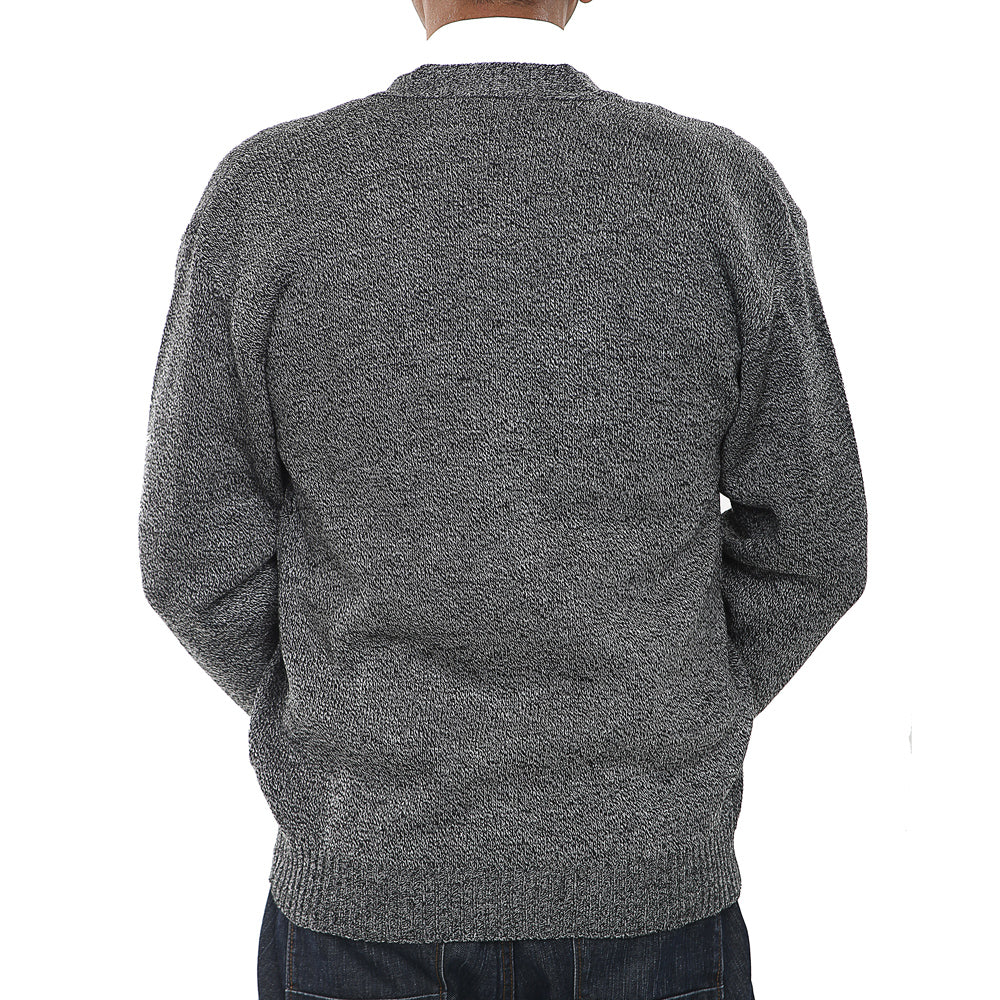 Mens Classic Style Button Cardigan With Diamond Print In Charcoal - Brooklyn Direct UK