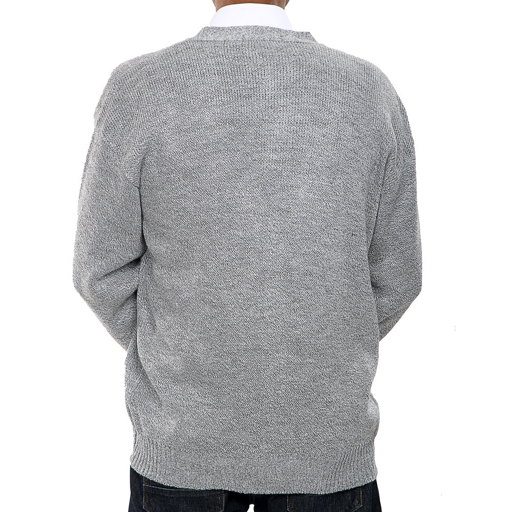 Mens Classic Style Button Cardigan With Diamond Print In Grey - Brooklyn Direct UK