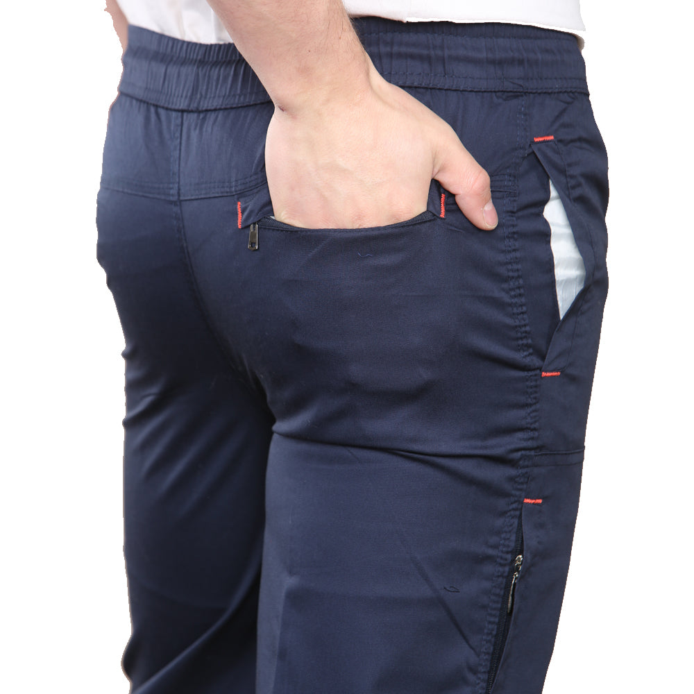 mens classic style cargo shorts with side pockets and drawstring waist - navy