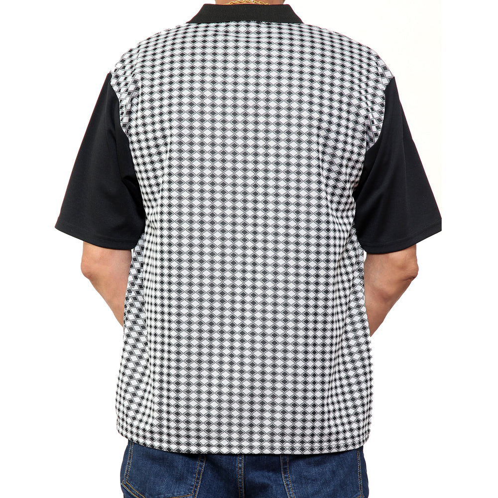 diamond print mens polo shirt with short sleeves geometric pattern