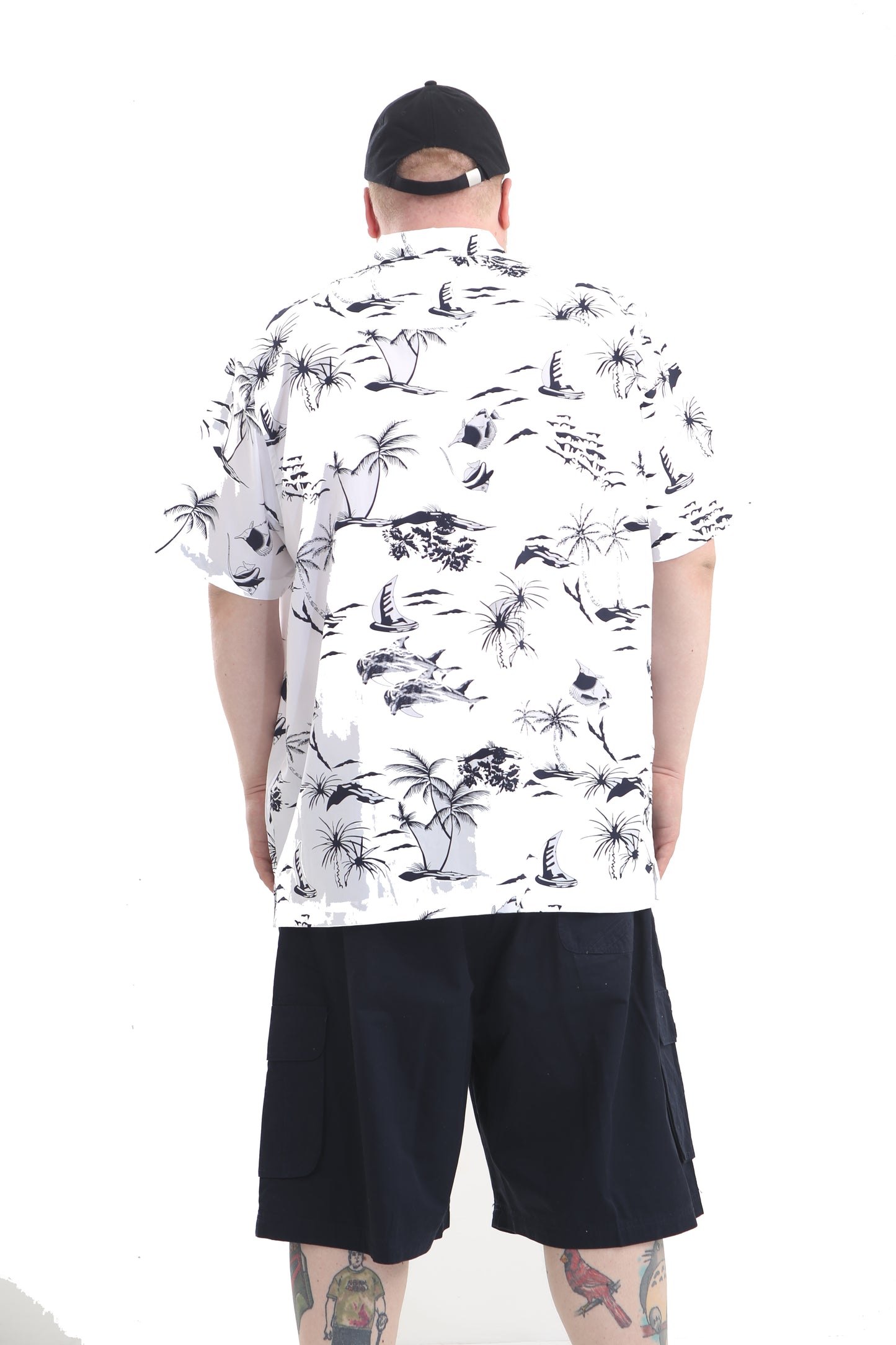Mens Big Size Hawaiian Shirt Dolphin White - Brooklyn Direct UK