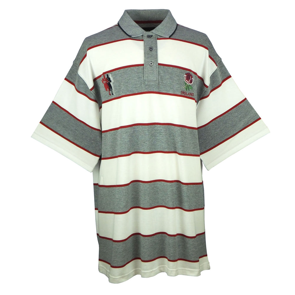 Big Size England Rugby Polo Shirt Striped Design - ENG 002 (2XL) - Brooklyndirect