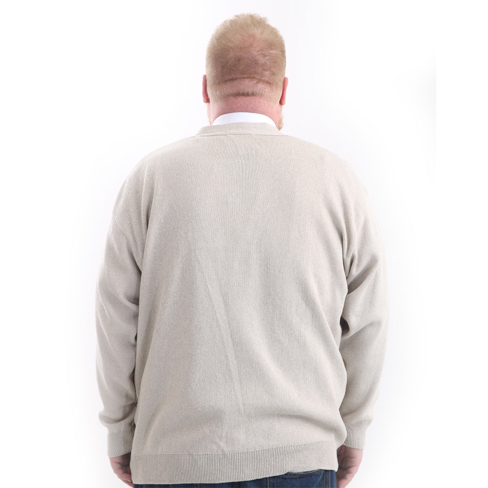 Big Size Mens Button Up Cardigan Long Sleeve In Beige Colour