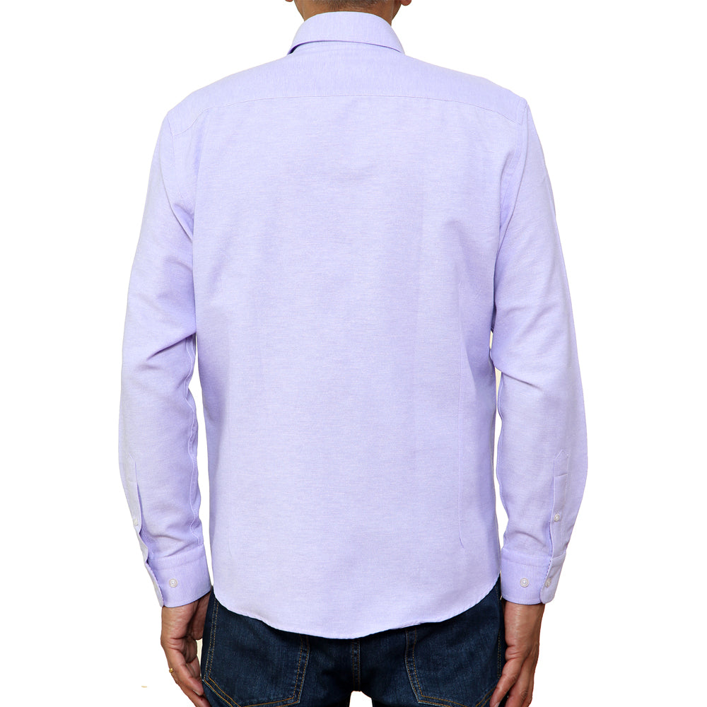 Mens Long Sleeve Button Down Oxford Shirt In Lilac - Brooklyn Direct UK