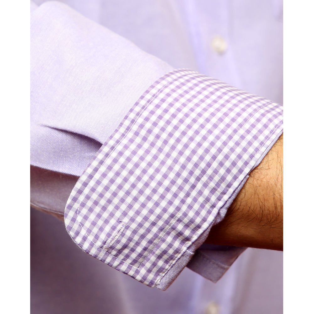 Mens Long Sleeve Button Down Oxford Shirt In Lilac - Brooklyn Direct UK