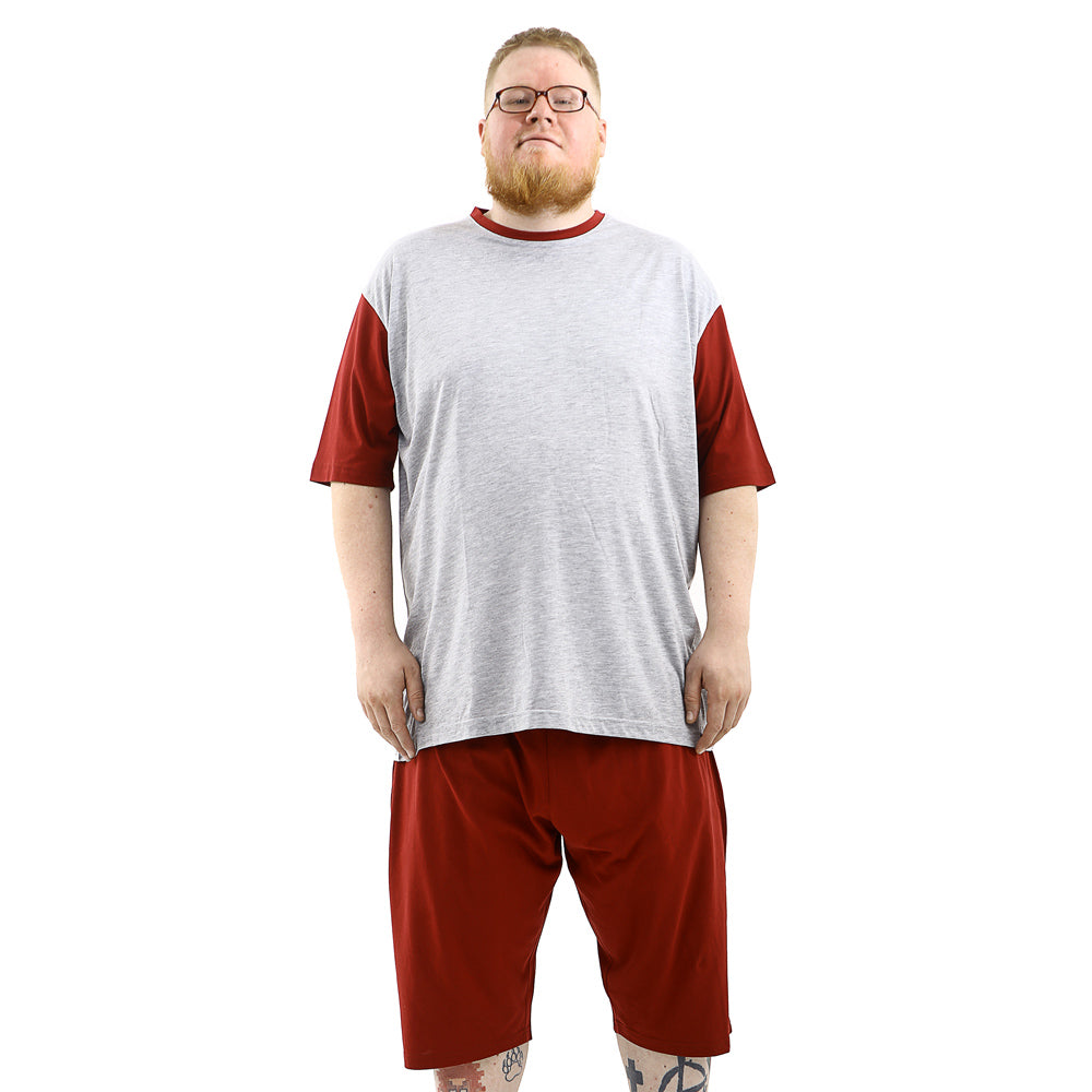 Big Size Pyjamas - Grey/Burgundy - Brooklyndirect