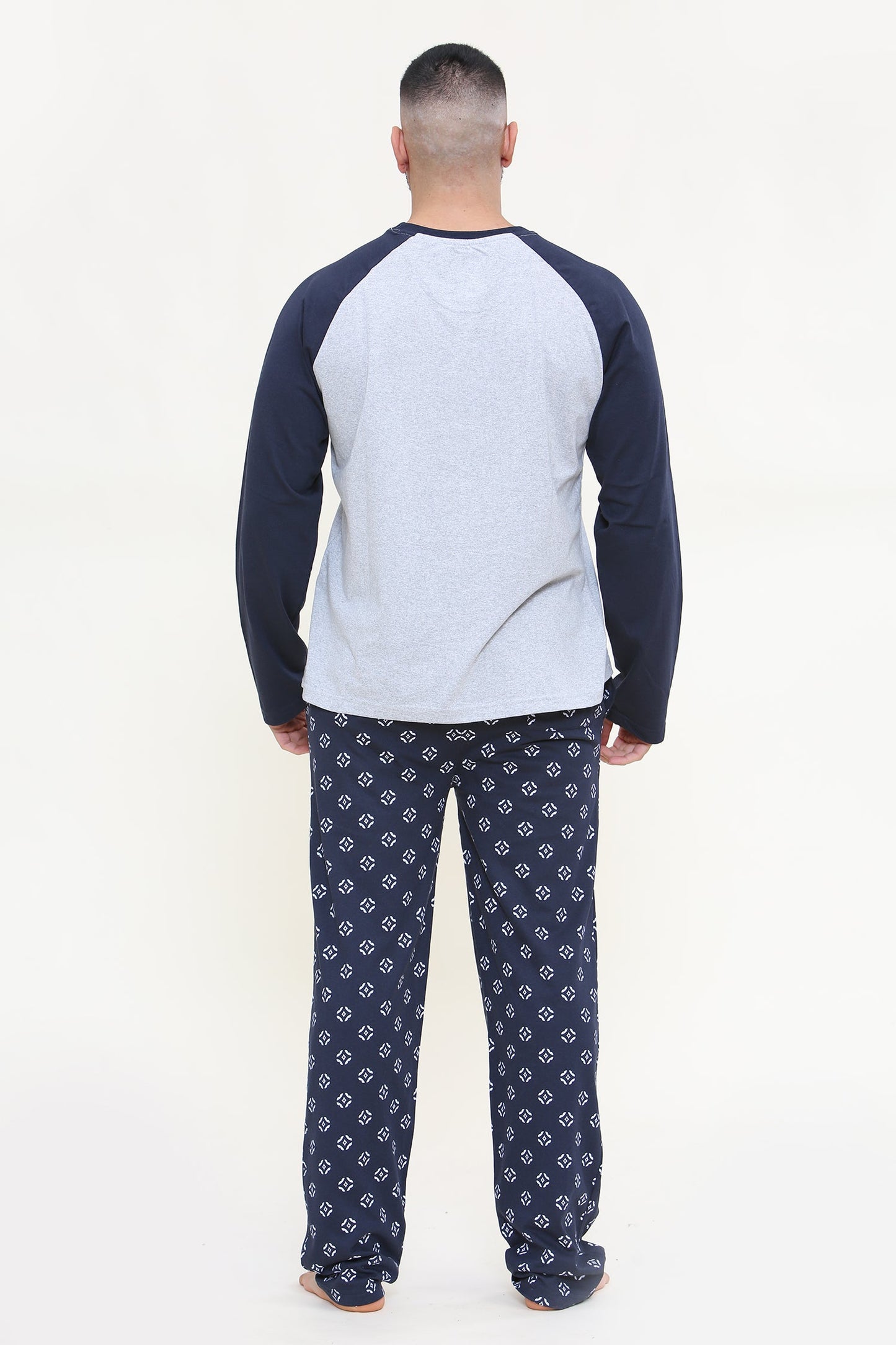 Mens Two Piece Pajama Set In Multiple Styles Grey/Navy - Brooklyn Direct UK