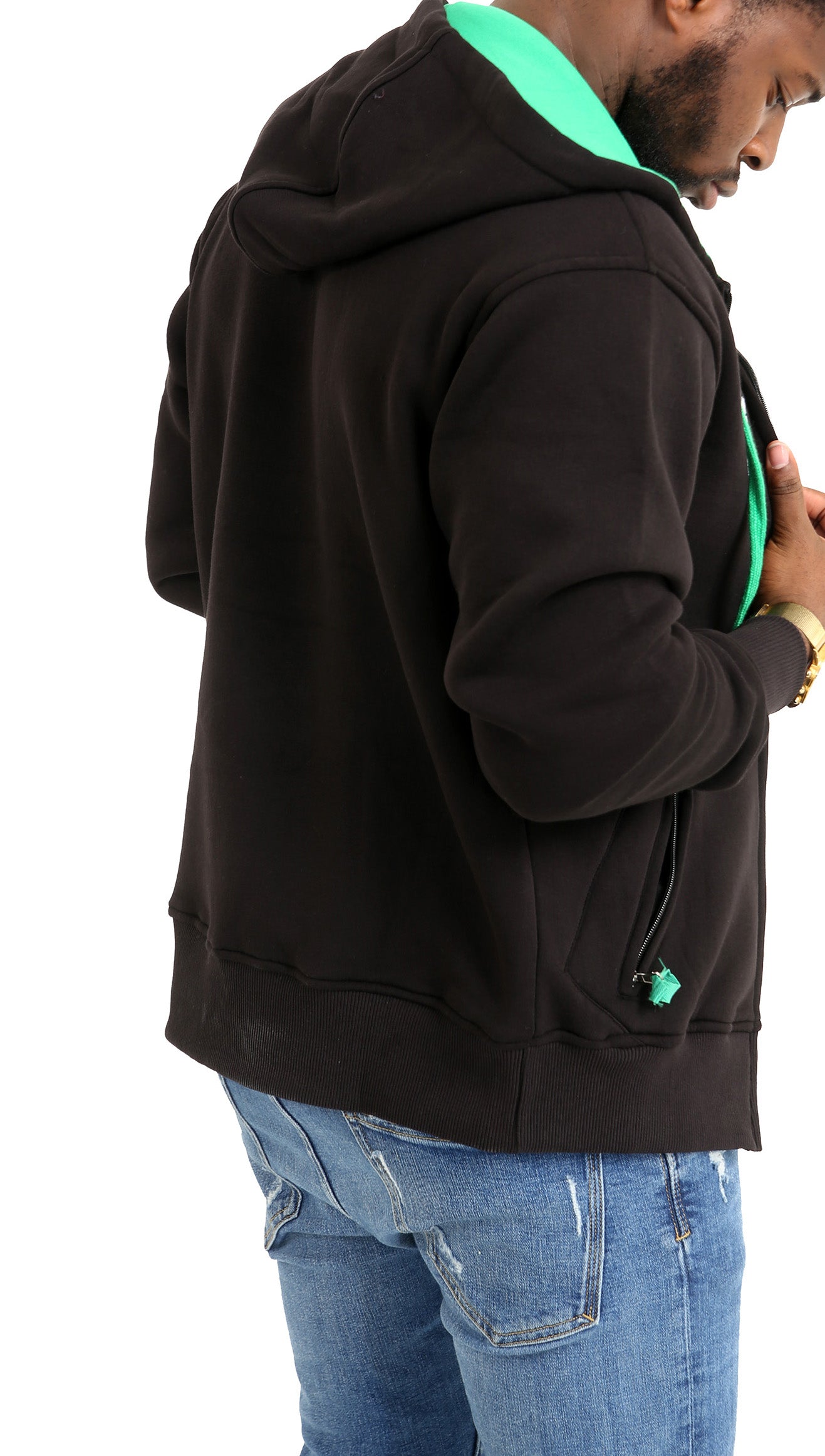 Mens Zip Fasten Rugby Hoodie With Embroidered Team Logo Ireland - Brooklyn Direct UK