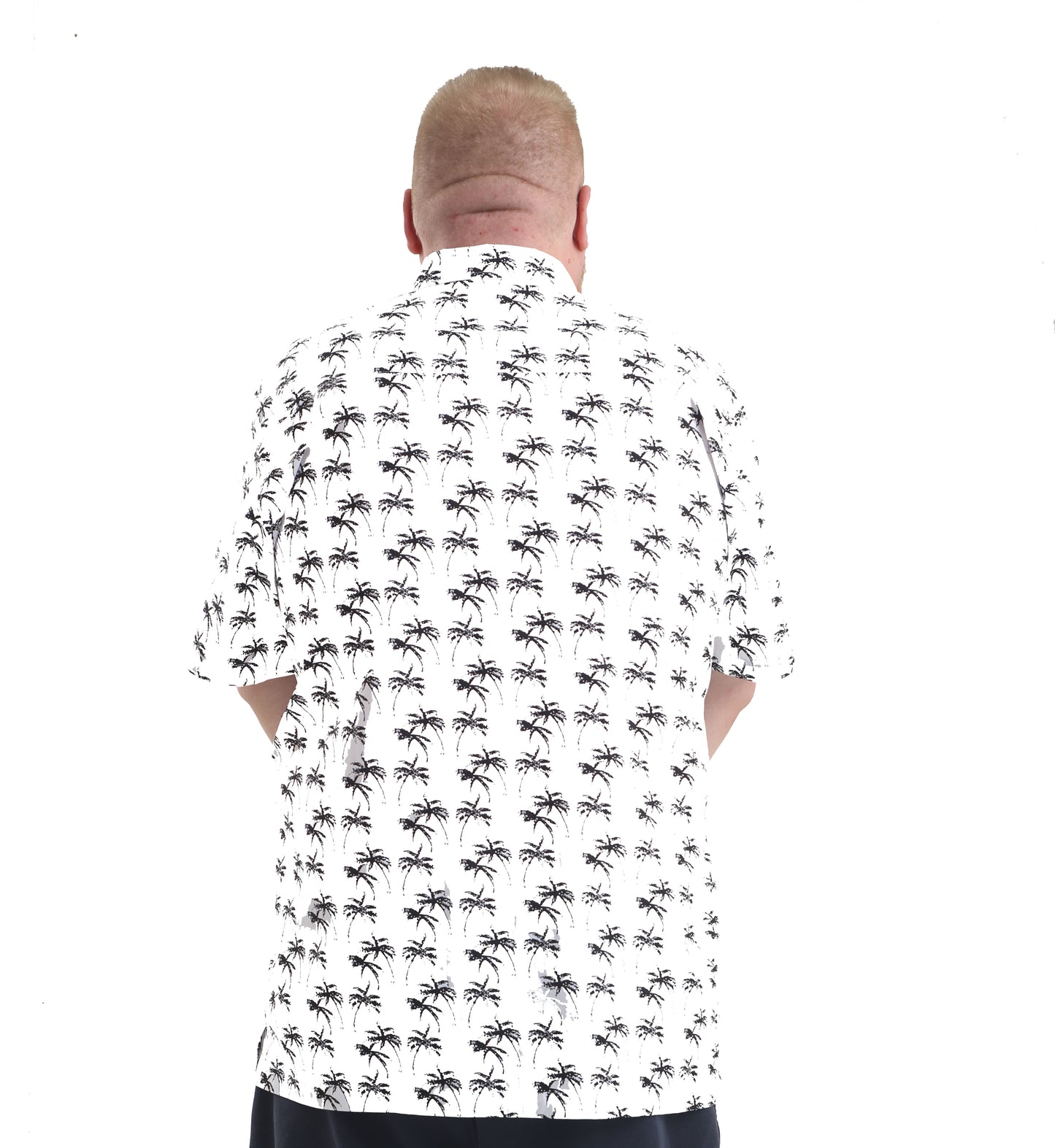 Mens Big Size Hawaiian Shirt Small Palms White - Brooklyn Direct UK