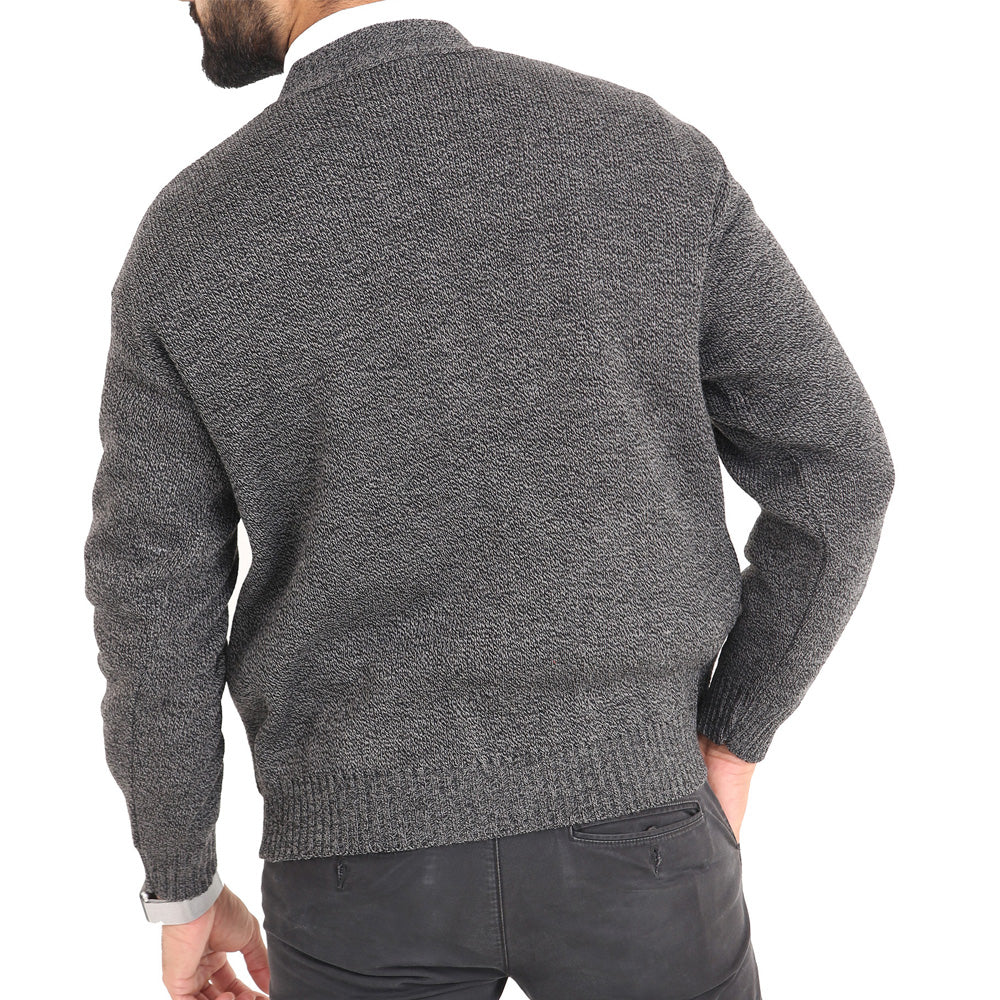 Mens Classic Style Button And ZIP Up Cardigans In Charcoal - Brooklyn Direct UK