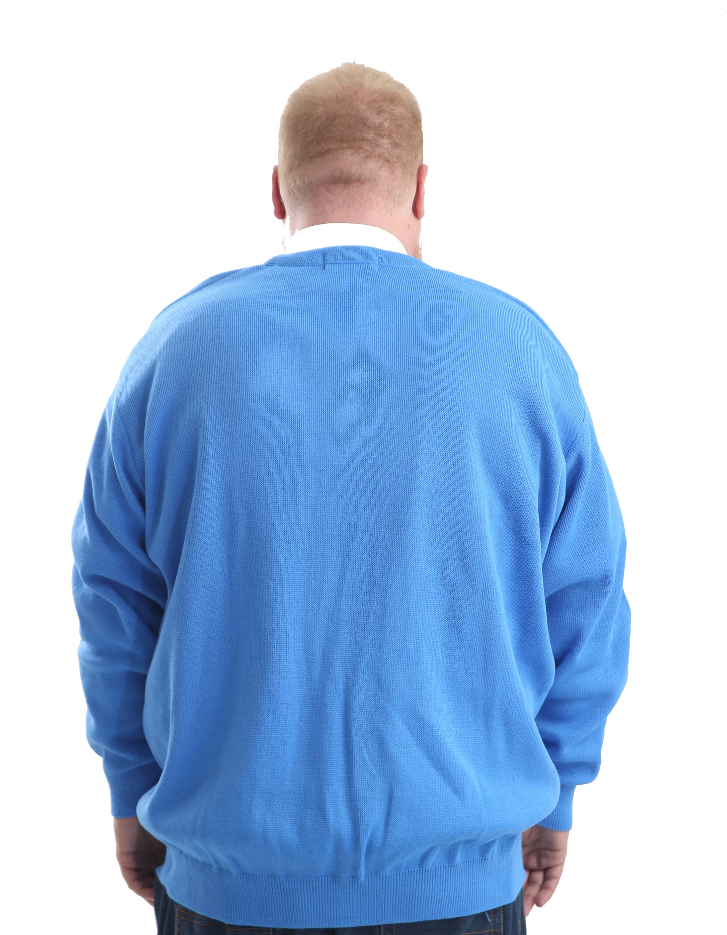 Mens Big Size V-Neck Jumper In Blue - Brooklyn Direct UK