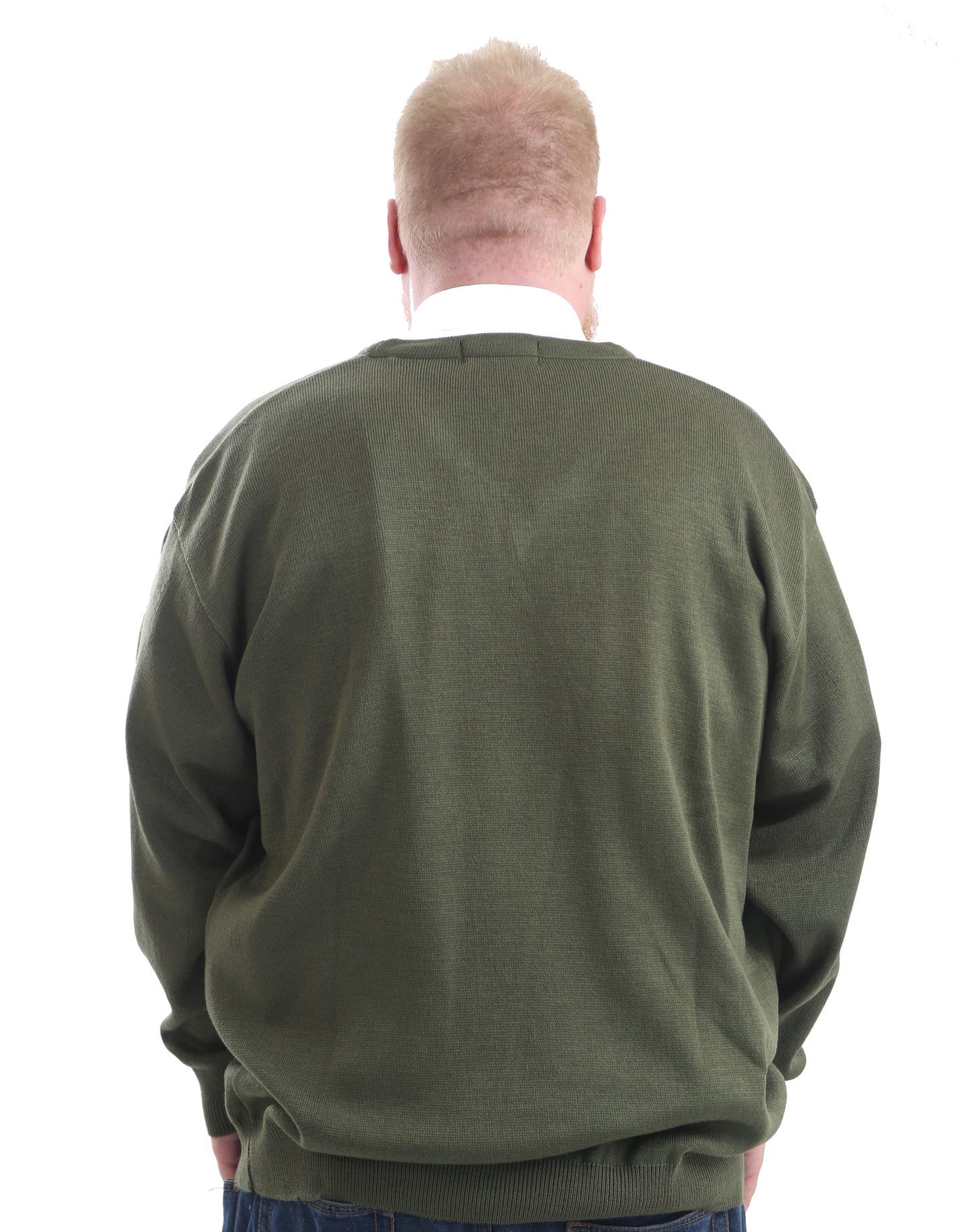 Mens Big Size V-Neck Jumper In Khaki - Brooklyn Direct UK