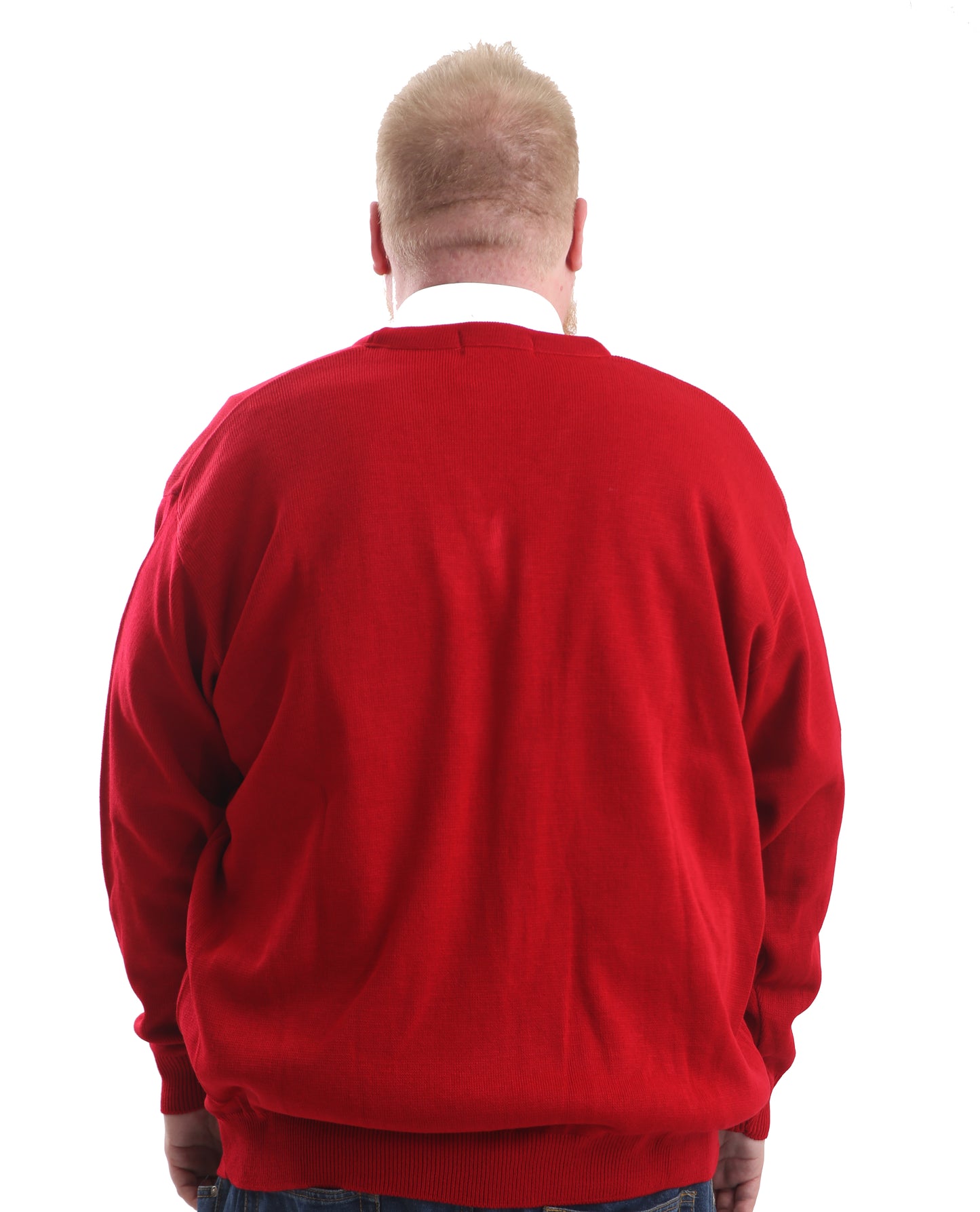 Mens Big Size V-Neck Jumper In Red - Brooklyn Direct UK