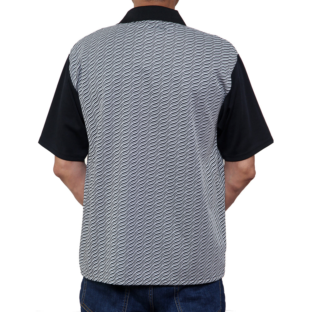 diamond print mens polo shirt with short sleeves geometric pattern