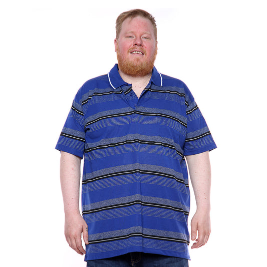 Mens Big Size Striped Polo Shirt On Sale Black/Blue - Brooklyn Direct UK