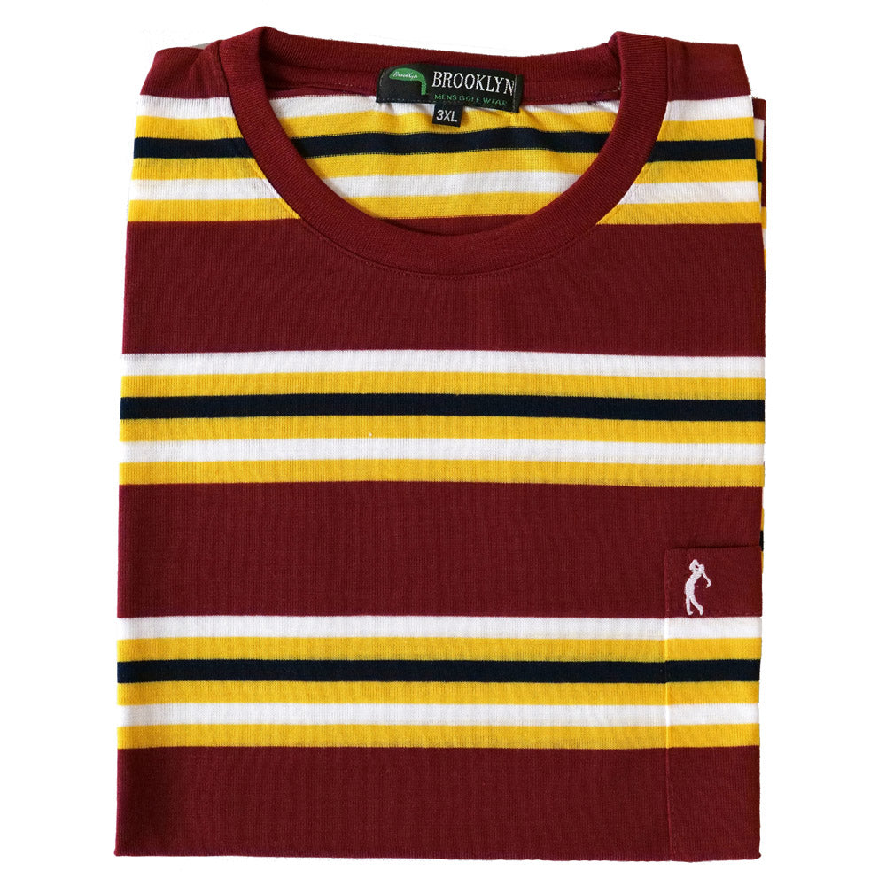Big Size Striped Classic T-Shirt - BK486 Wine - Brooklyndirect