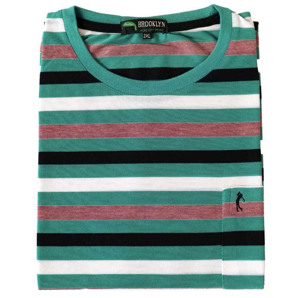 Big Size Striped Classic T-Shirt - BK491 Green - Brooklyndirect