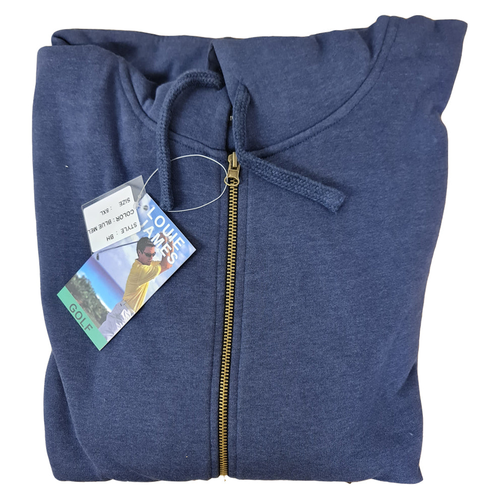 Mens Big Size Plain Hoodie Long Sleeve In Blue - Brooklyn Direct UK