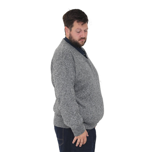 Big size mens v-neck jumper long sleeve plus size pullover 3xl 4xl 5xl 6xl - Grey Marl