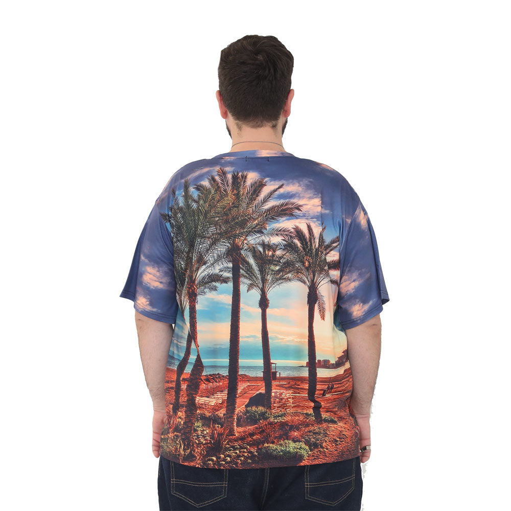 big size graphic print t-shirt short sleeve top in 2xl 3xl 4xl 5xl 6xl - palm trees print