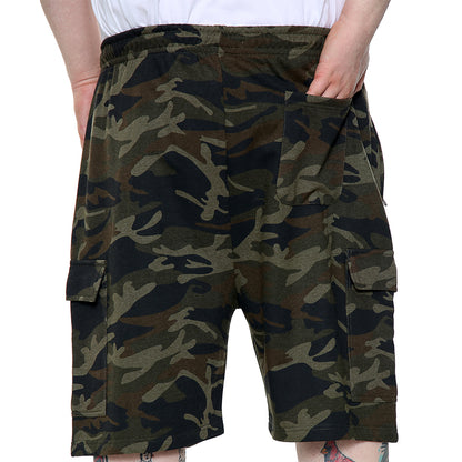 Big Size Fleece Shorts With Elasticated Waist In Camo