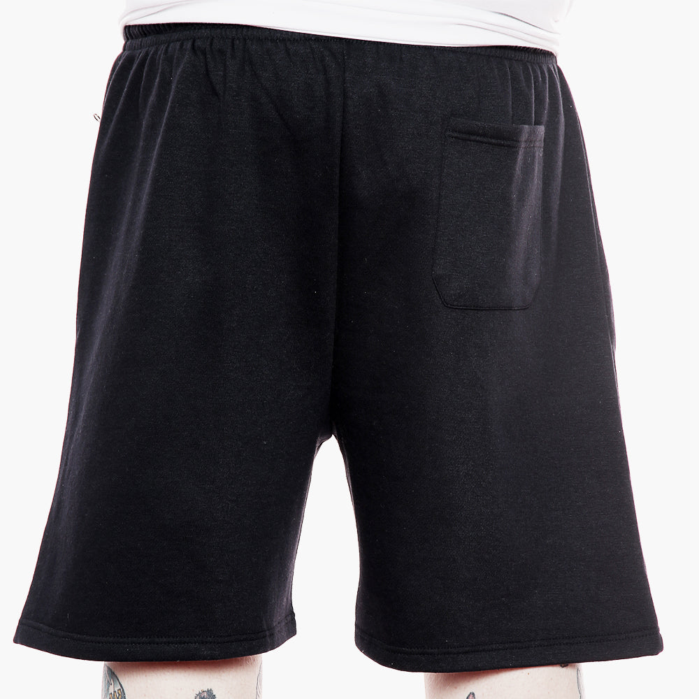 Big Size Fleece Shorts With Elasticated Waist In Black
