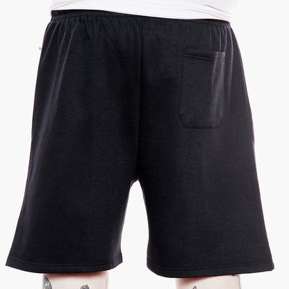 Big Size Fleece Shorts With Elasticated Waist In Black