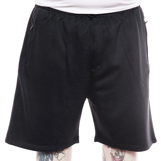 Big Size Fleece Shorts With Elasticated Waist In Black
