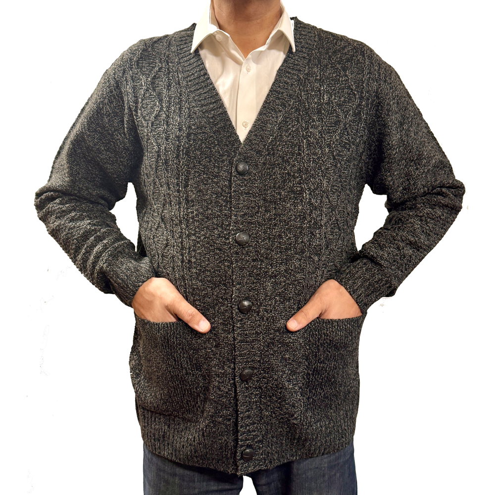 Classic button cardigan 'Rambler' - Black Marl - Brooklyndirect
