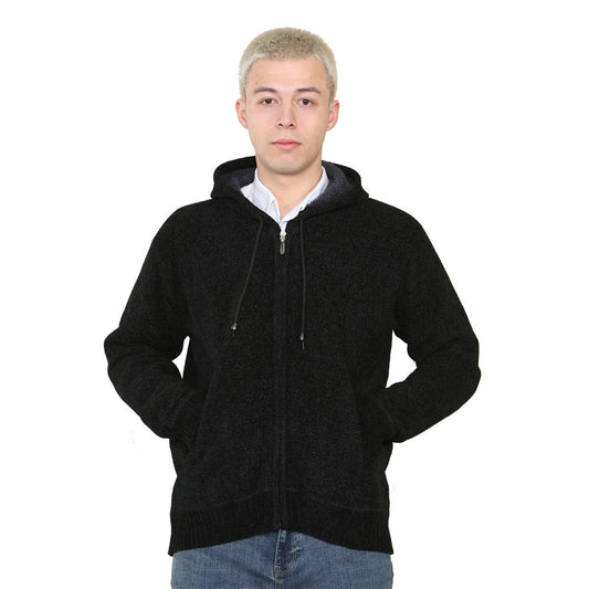 'Brannigan' Full ZIP Fleece Lined Cardigan - Solid Black