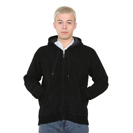 'Brannigan' Full ZIP Fleece Lined Cardigan - Solid Black - Brooklyndirect